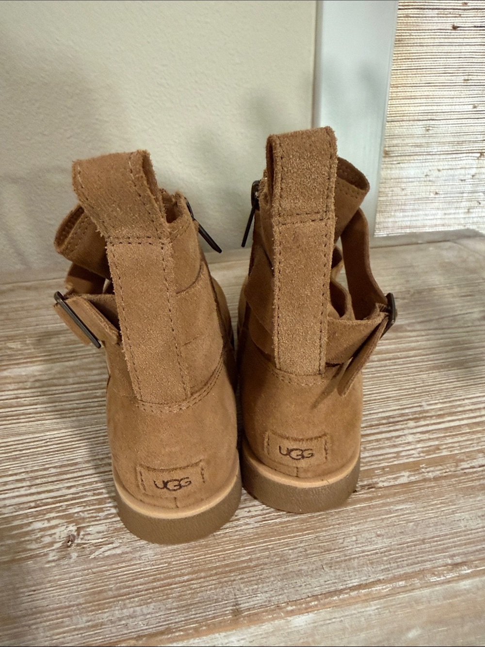 UGG Tan Suede Buckle Back Ankle Boot